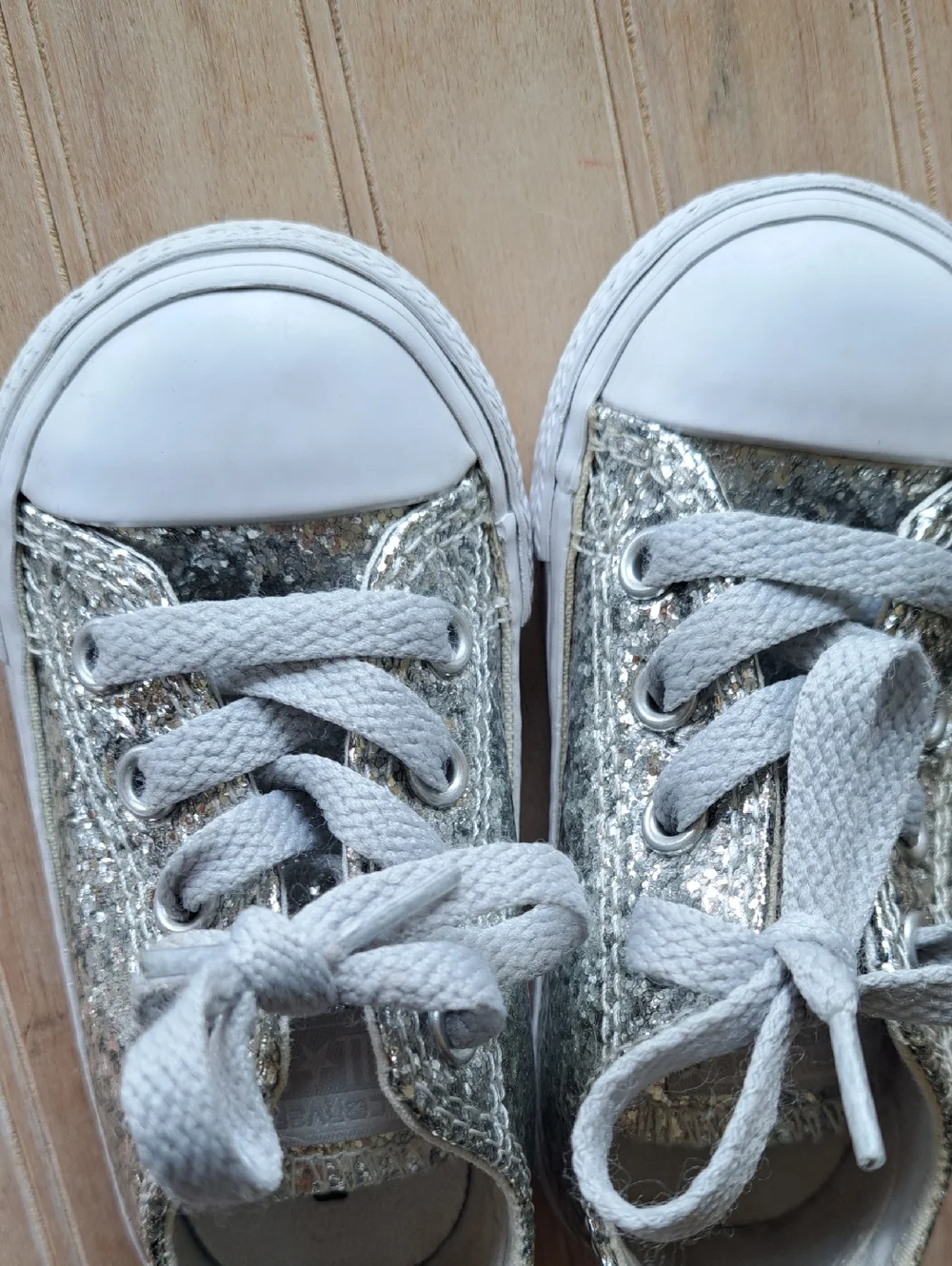 Converse Chuck Taylor All Star Metallic Glitter Silver Infant Sneakers Y2k